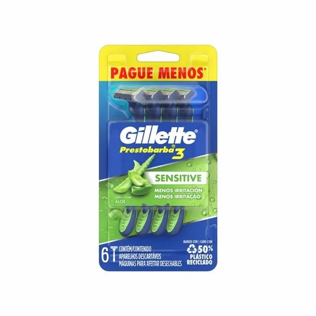 Aparelho De Barbear Gillette Prestobarba Sensitive C/6 Unidades