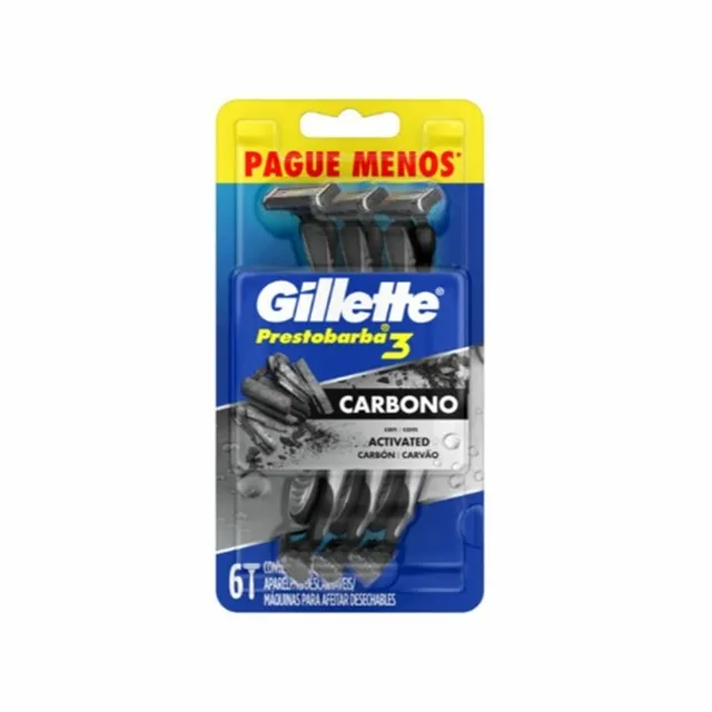 Aparelho para Barbear Gillette Prestobarba3 Carbono 6 Unidades