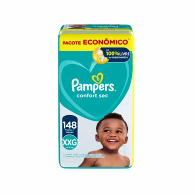 Fralda Descartável Infantil Pampers Comfort Sec Xxg 14 A 18Kg Pacote 148 Unidades