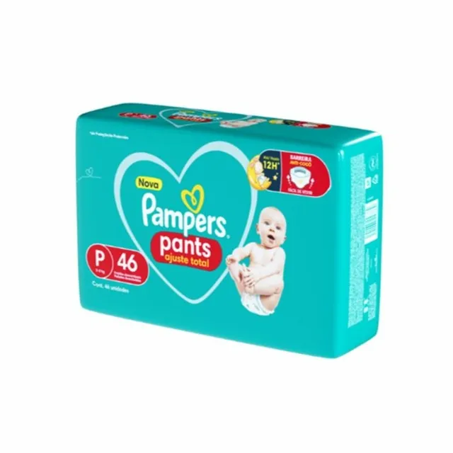Fralda Descartável Infantil Pants Pampers Ajuste Total P 3 A 8Kg Pacote 46 Unidades
