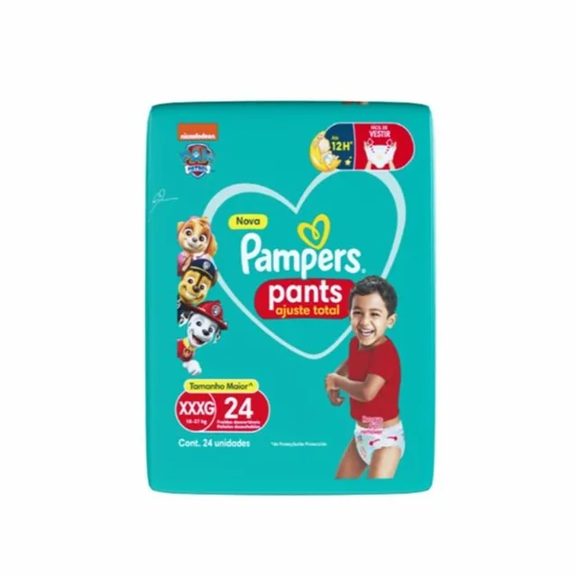 Fralda Descartável Infantil Pants Pampers Ajuste Total Xxxg 18 A 27Kg Pacote 24 Unidades