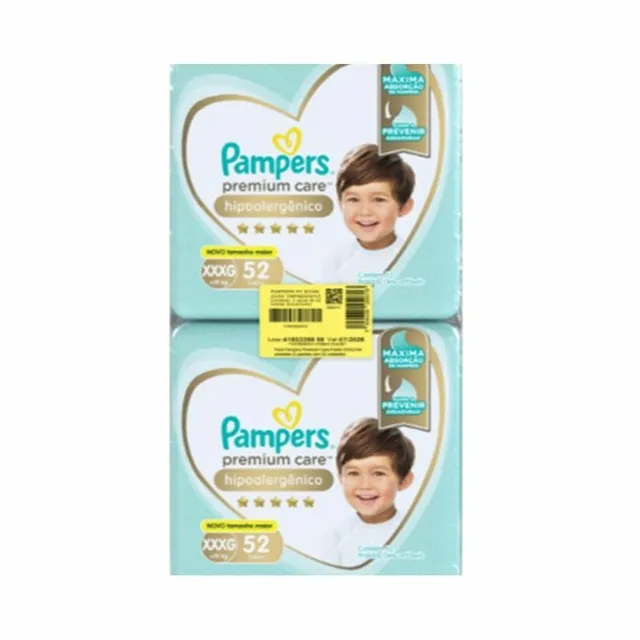 Pack Fralda Descartável Infantil Pampers Premium Care Xxxg + De 19Kg Pacote 2 Unidades 52 Fraldas Cada Pacote