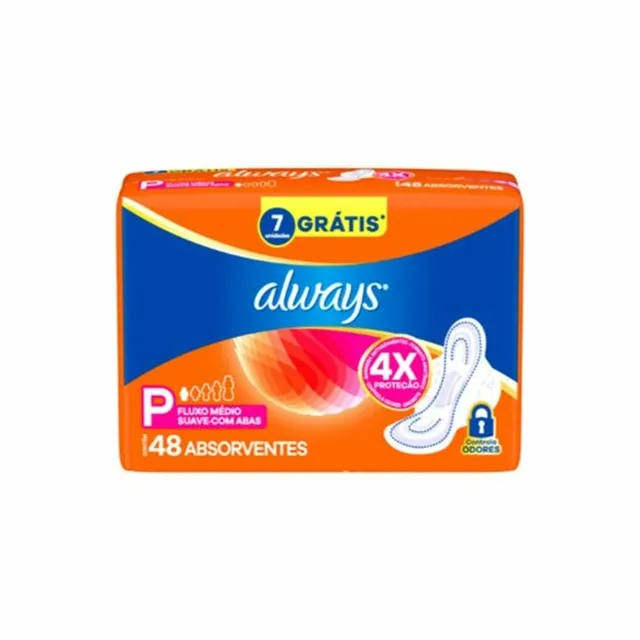 Absorvente Com Abas Suave Always Pequeno Pacote 48 Unidades