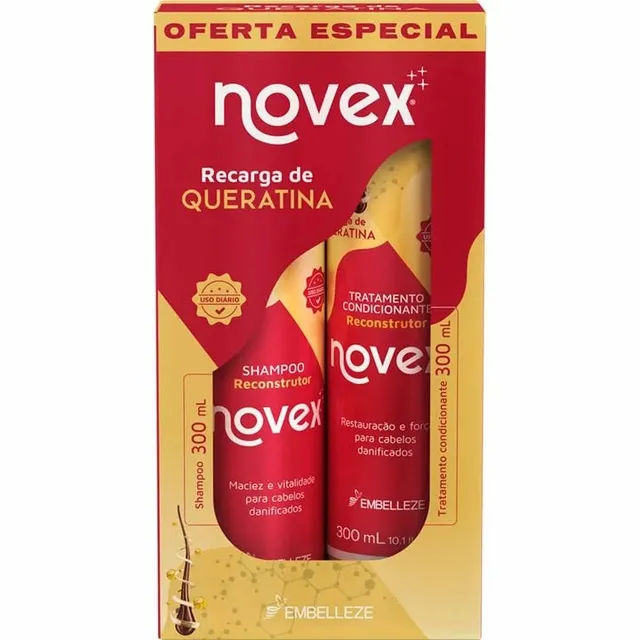 Shampoo + Condicionador Novex 300ml Recarga De Queratina