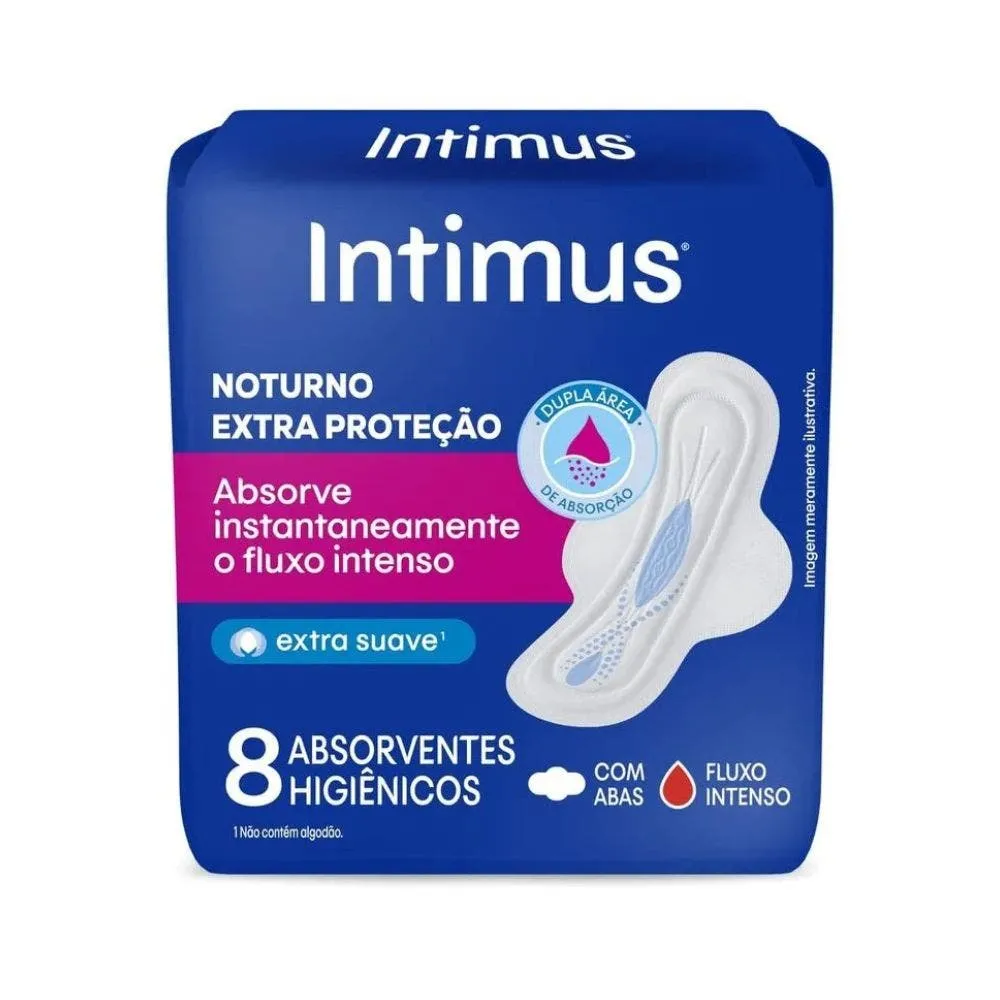 Absorvente Intimus com Abas Noturno Suave com 8un