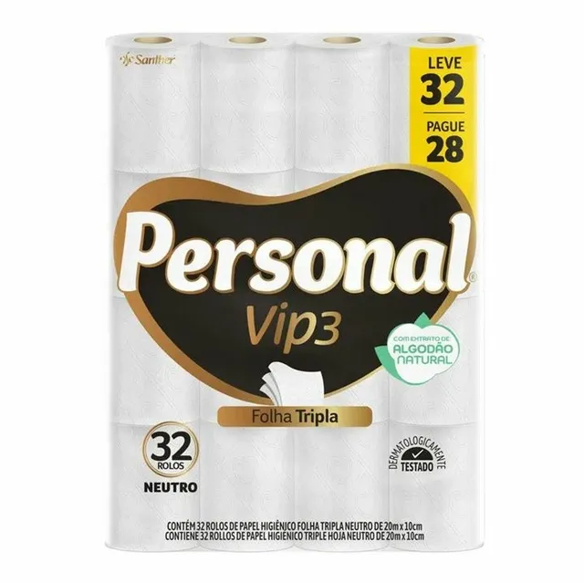 Papel Higiênico Personal 20 Metros c/32 Unidades Folha Tripla Neutro