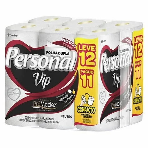 Papel Higiênico Personal 30 Metros c/12 Unidades Folha Dupla Neutro