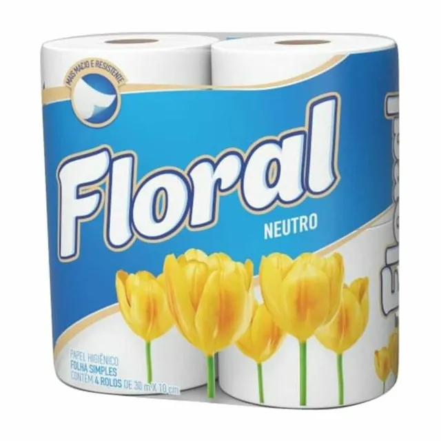 Papel Higiênico Floral 30m c/ 4 Unidades Neutro