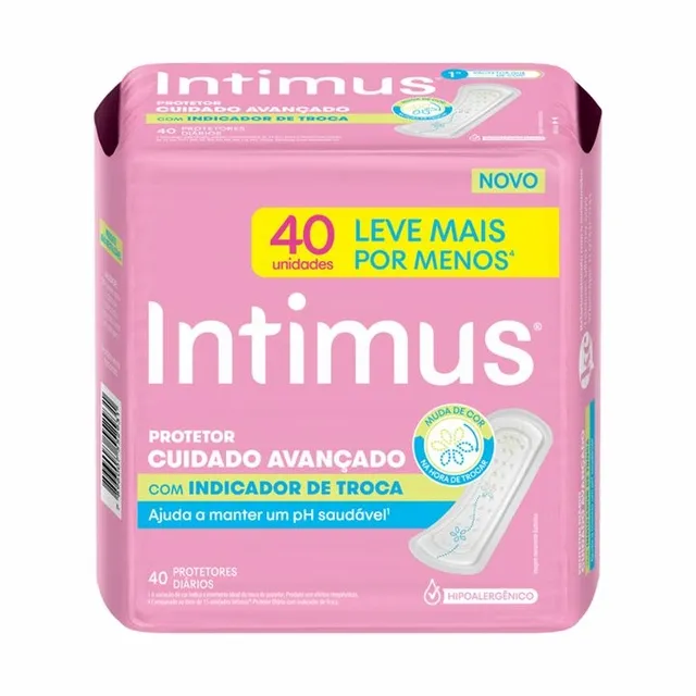Protetor Diário sem Abas Suave Intimus Cuidado Avançado Pacote 40 Unidades