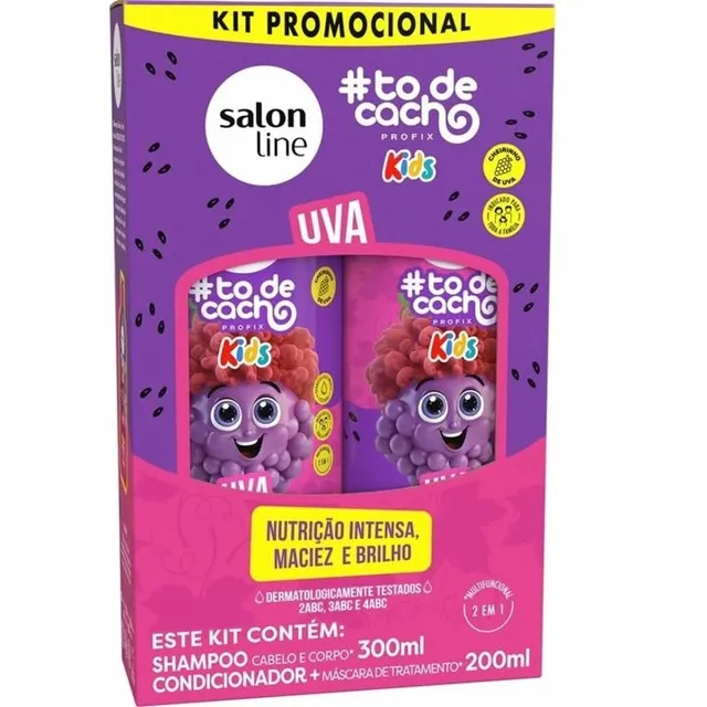 Shampoo + Condicionador Infantil Salon Line 300+200ml Todecacho Uva