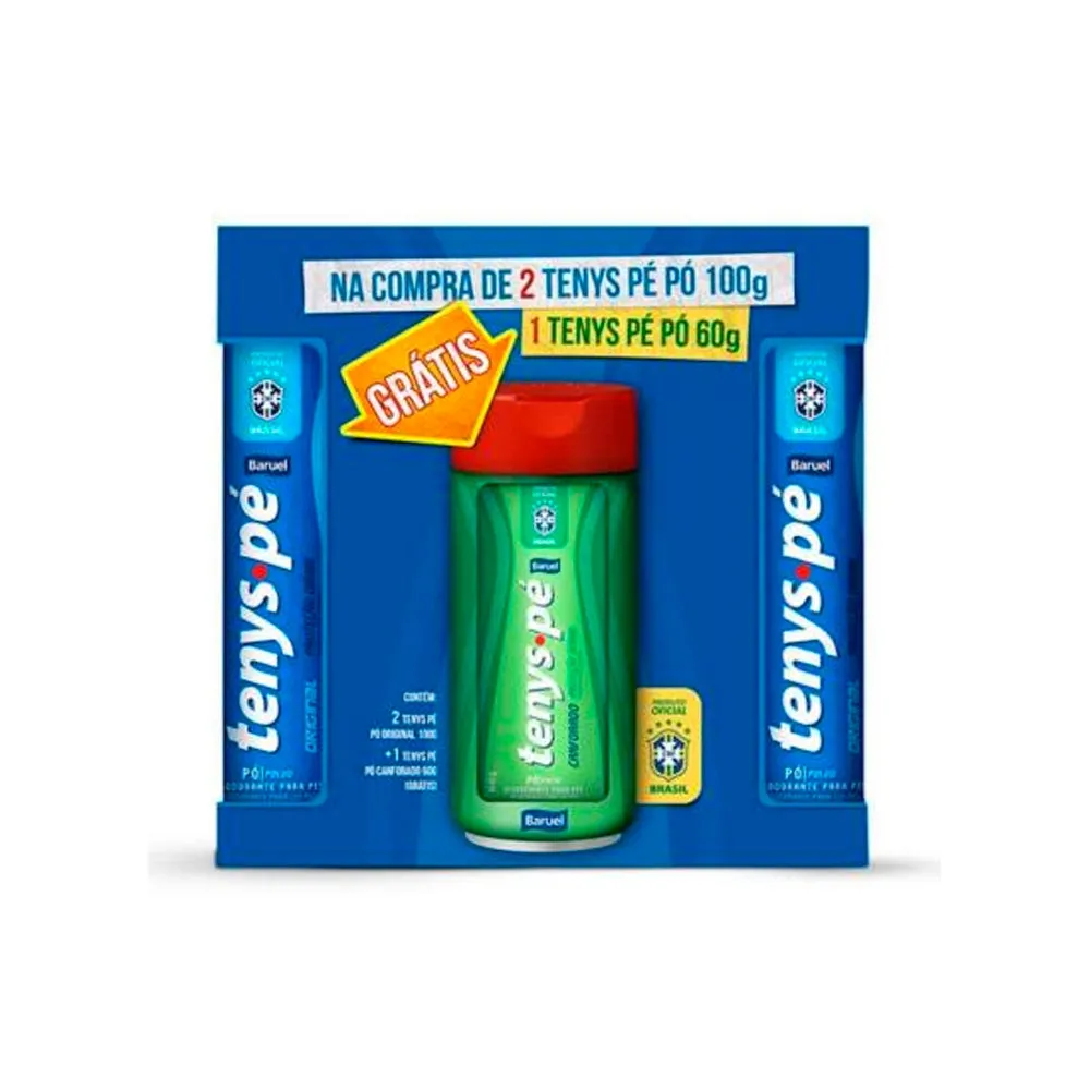 Talco para Pés Tenys Pe Baruel Kit Original 100g Gts Canforado 60g