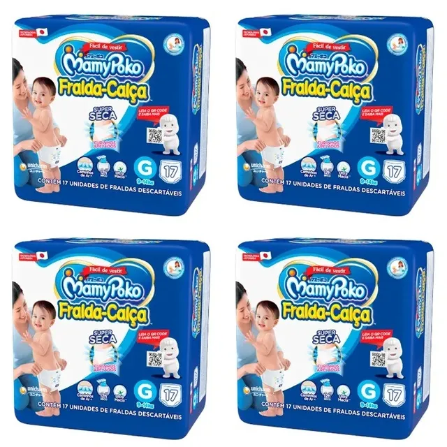 Kit 4 Fraldas Calça Mamypoko G 17 Unidades cada