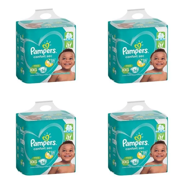 Kit 4 Fraldas Pampers Confort Sec Xxg 56 Unidades cada