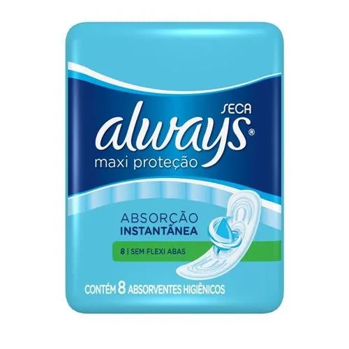 Absorvente Always Max Proteção Seca sem Abas 8 Unidades