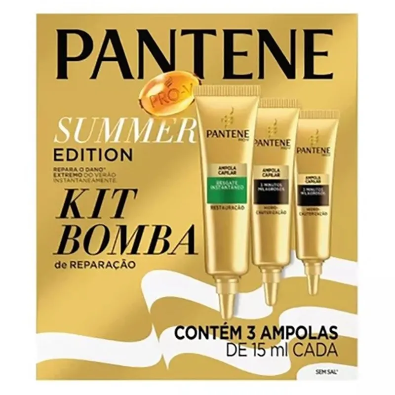 KIT 3 AMPOLAS PANTENE BOMBA DE REPARAÇÃO 2 REST+1HIDRO-CAUT15ml