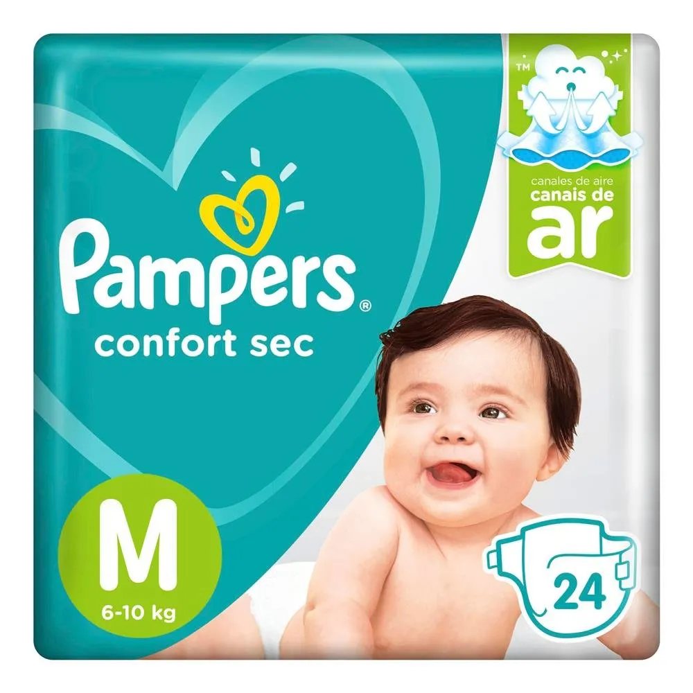 Fralda Descartável Infantil Pampers Confort Sec Tamanho M 24 Unidades