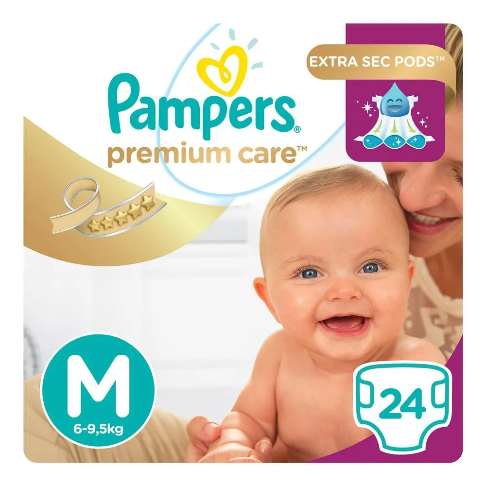 Fralda Descartável Infantil Pampers Premium Care Tamanho M 24 unidades