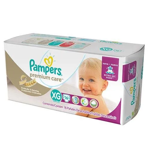 Fralda Descartável Infantil Pampers Premium Care Tamanho XG 16 unidades