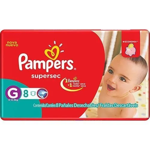 Fralda Descartável Infantil Pampers Supersec Tamanho G 8 Unidades