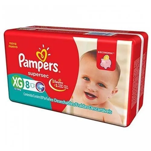 Fralda Descartável Infantil Pampers Supersec Tamanho XG 8 Unidades