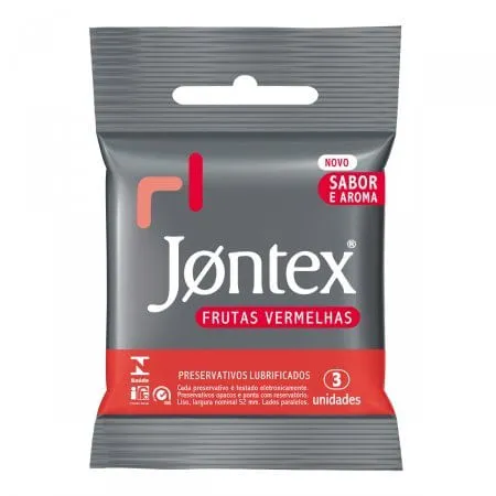 Preservativo Lubrificado Jontex Frutas Vermelhas 3 Unidades