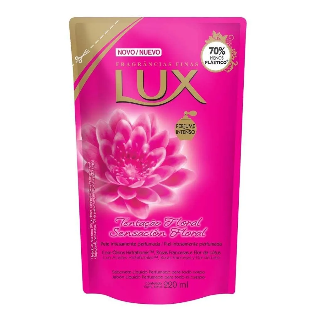 SABONETE LÍQUIDO LUX TENTAÇÃO FLORAL REFIL 220ml
