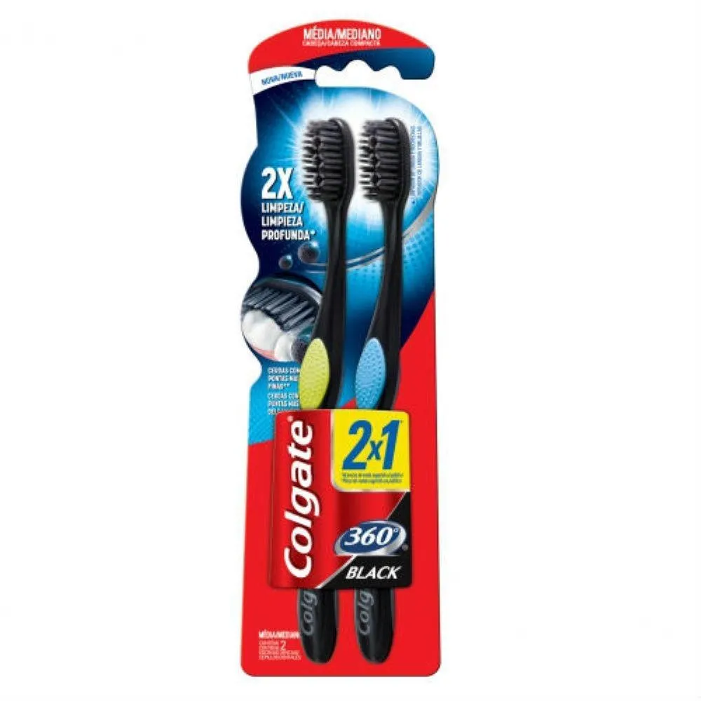 Escova Dental Colgate 360 Black Macia Leve 2 Pague 1