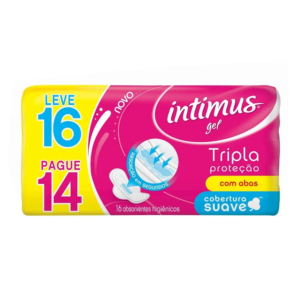 Absorvente Intimus Gel Tripla Proteção com Abas Cobertura Suave Leve 16 Pague 14