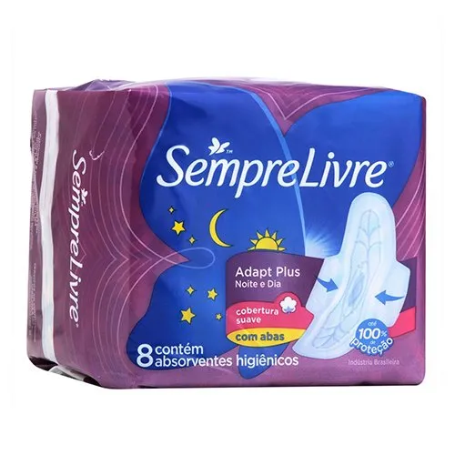 Absorvente Sempre Livre Max Noturno Cobertura Seca 8 Unidades