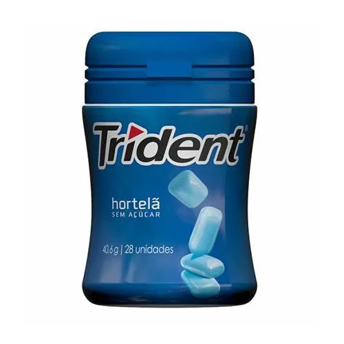 Goma de Mascar Lacta Trident Garrafa Sabor Hortelã 28 Unidades 40.6g