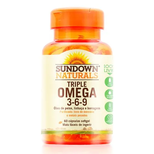 Triple Omega 3-6-9 com 60 Cápsulas Sundown Naturals