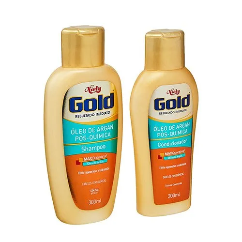 Kit Shampoo e Condicionador Niely Gold Argan Pós Química