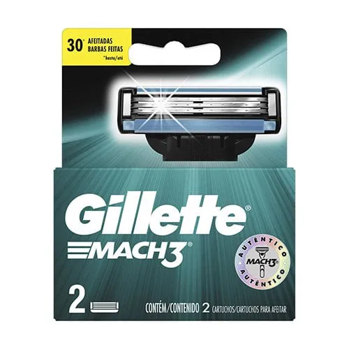 Carga Para Aparelho de Barbear Gillette Mach3 Regular Com 2 Unidades