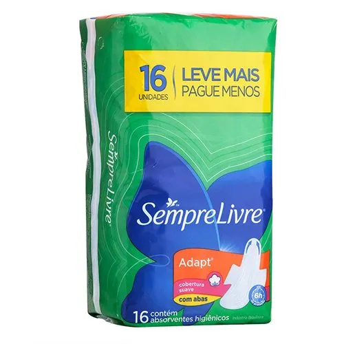 Absorvente Sempre Livre Adapt Suave com Abas Leve 16 Pague 14