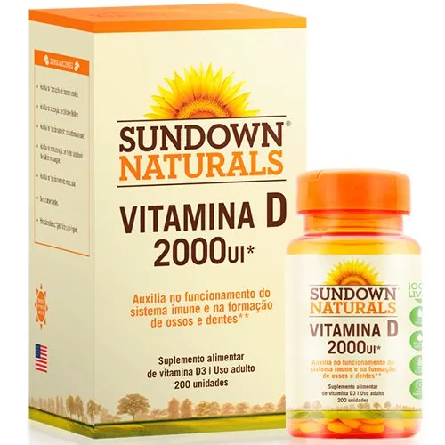 Vitamina D 2000UI com 200 Cápsulas Sundown Naturals