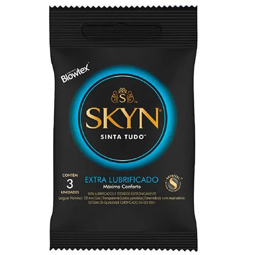 Preservativo Extra Lubrificado Blowtex Skyn 3 Unidades Sachê