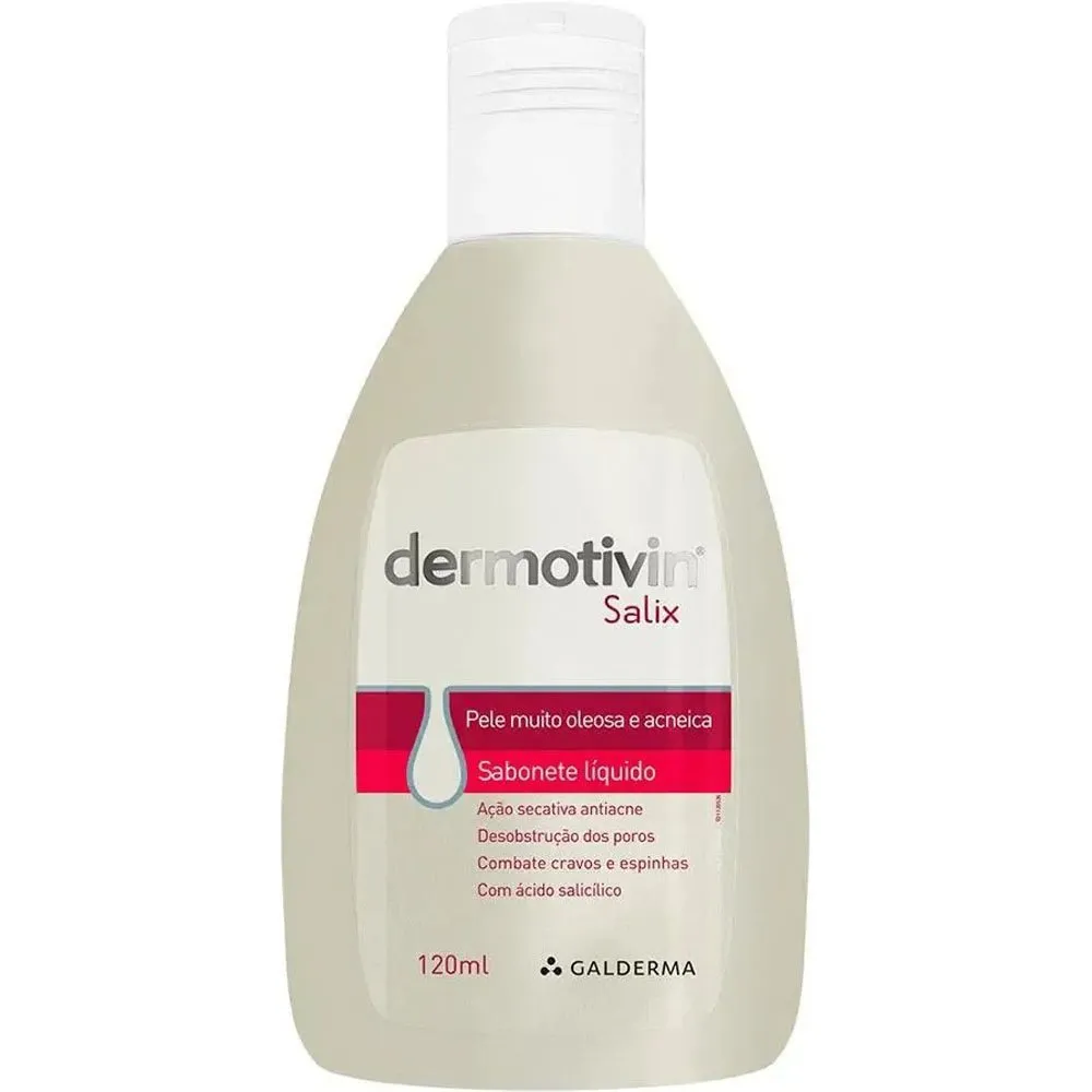 Sabonete Líquido Facial Pele Oleosa e Acneica 120ml Dermotivin Salix Galderma