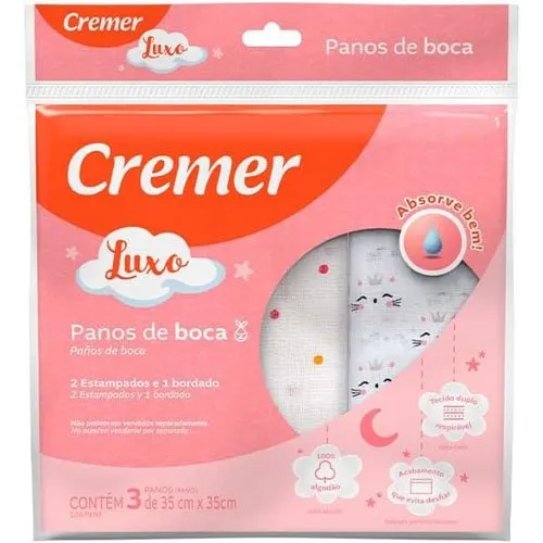 Pano de Boca Cremer Menina 3 Unidades