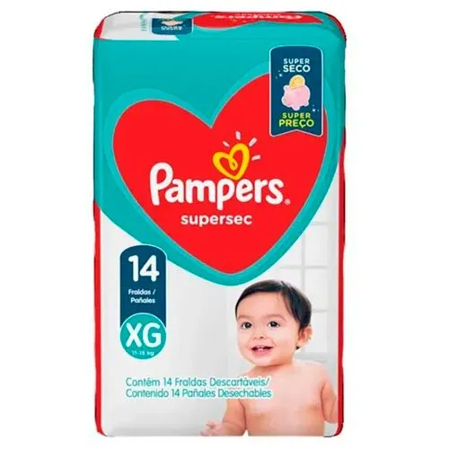 Fralda Descartável Infantil Pampers Supersec XG 14 Unidades