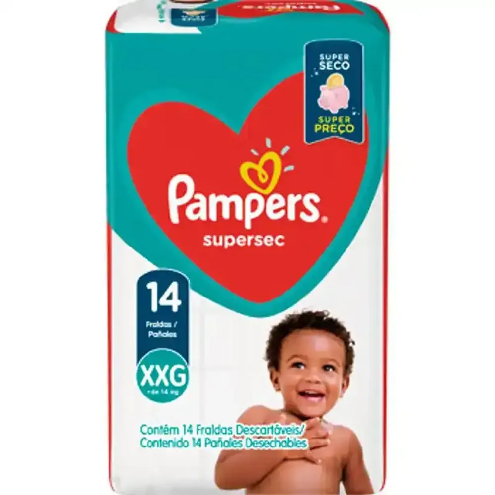 Fralda Descartável Infantil Pampers Supersec XXG 14 Unidades