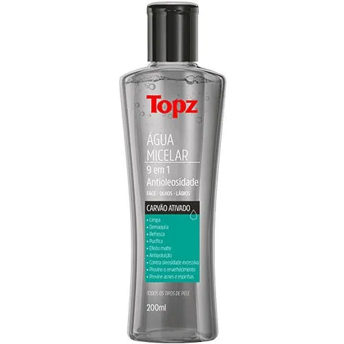 Água Micelar Topz Carvão Ativo 200ml