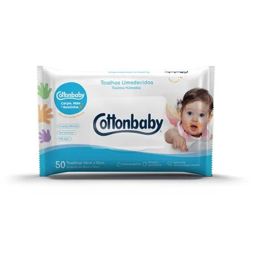 Toalhas Umedecidas Cottonbaby para Recém-Nascido 50 Unidades