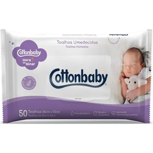 Toalhas Umedecidas Cottonbaby Hora de Ninar 50 Unidades