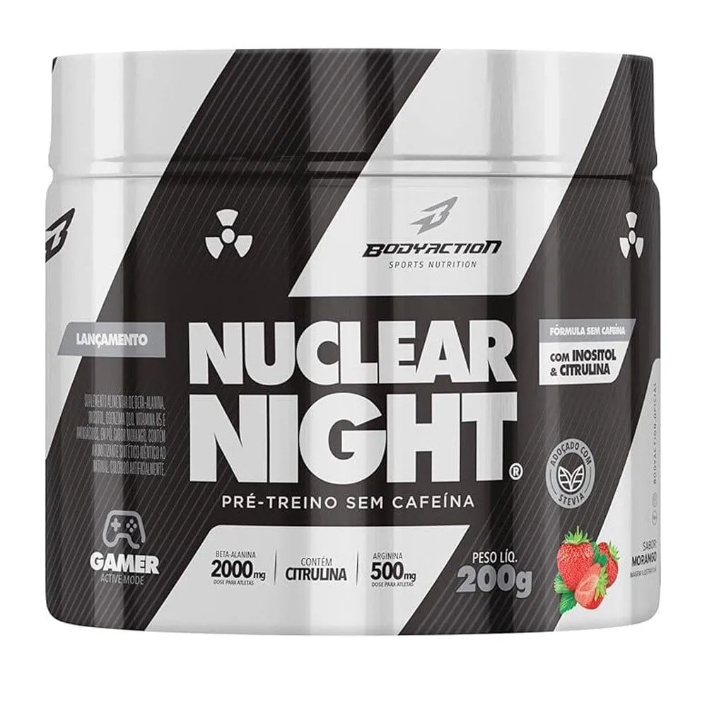 Pré-Treino Nuclear Nigth Bodyaction Sabor Morango 200g