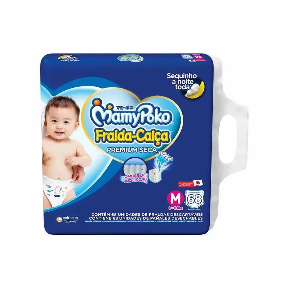 Fralda MamyPoko Calça Super Giga M com 68 Unidades