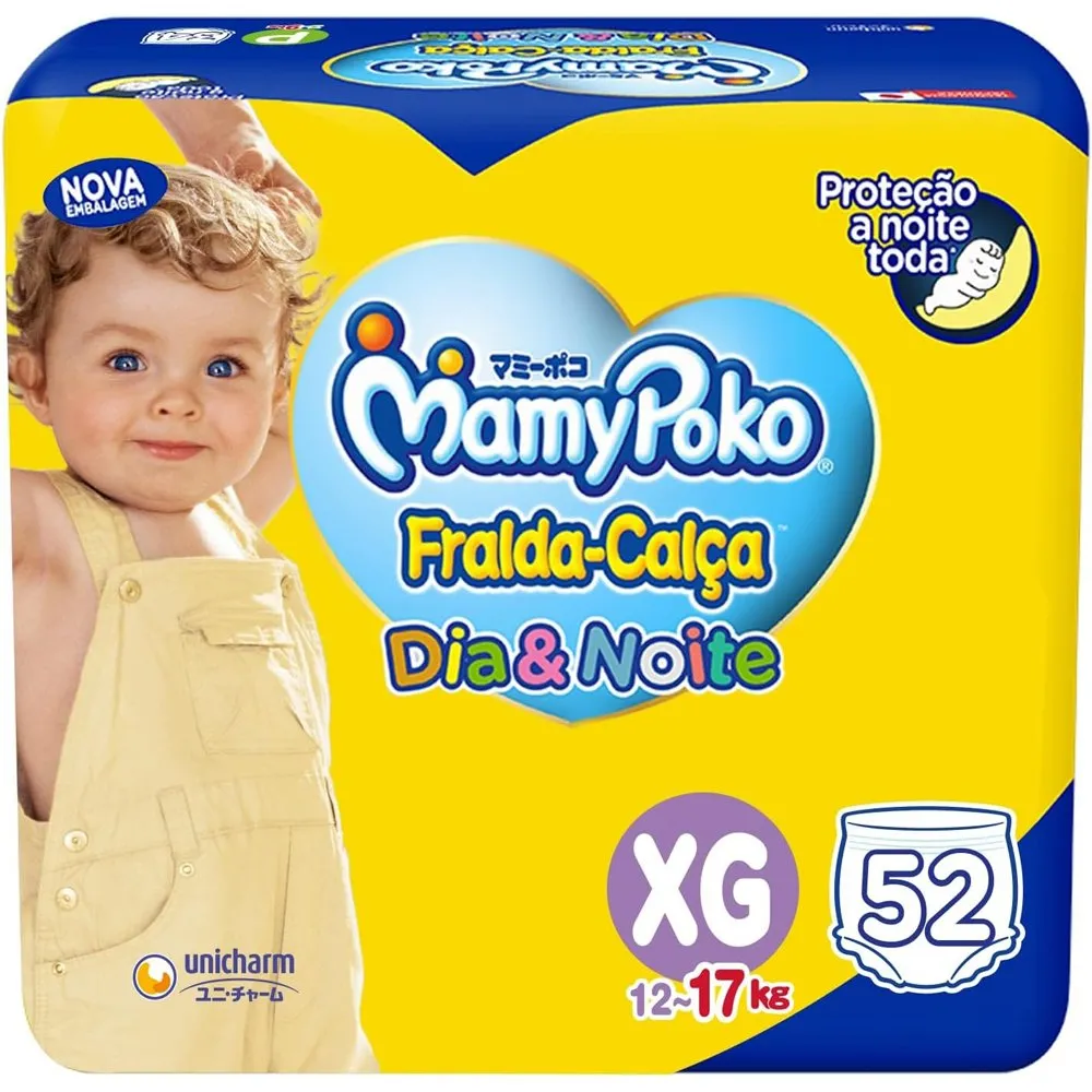 Fralda MamyPoko Dia & Noite Calça Giga XG com 52 Unidades
