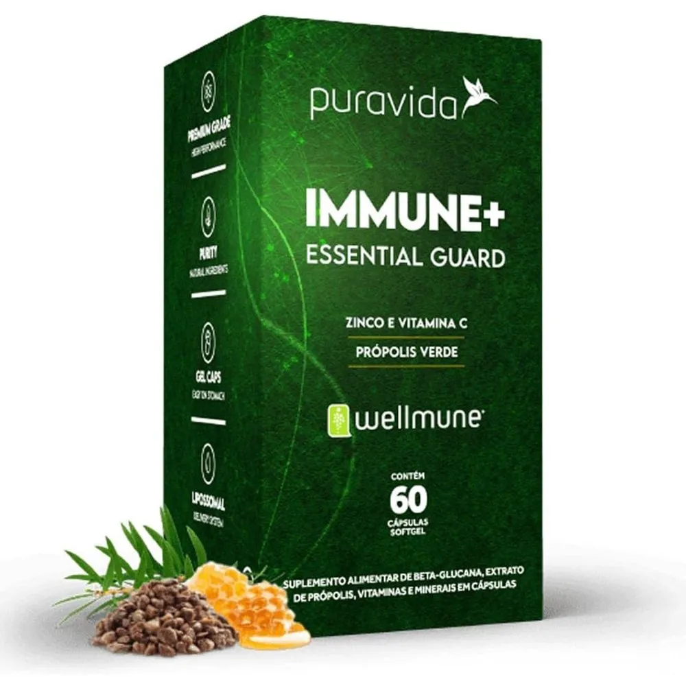 Suplemento Immune+ Essential Guard+ PuraVida 60 Cápsulas