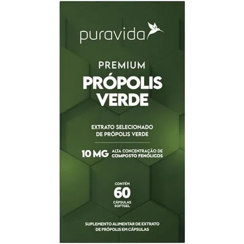 Própolis Premium Verde PuraVida 60 Cápsulas
