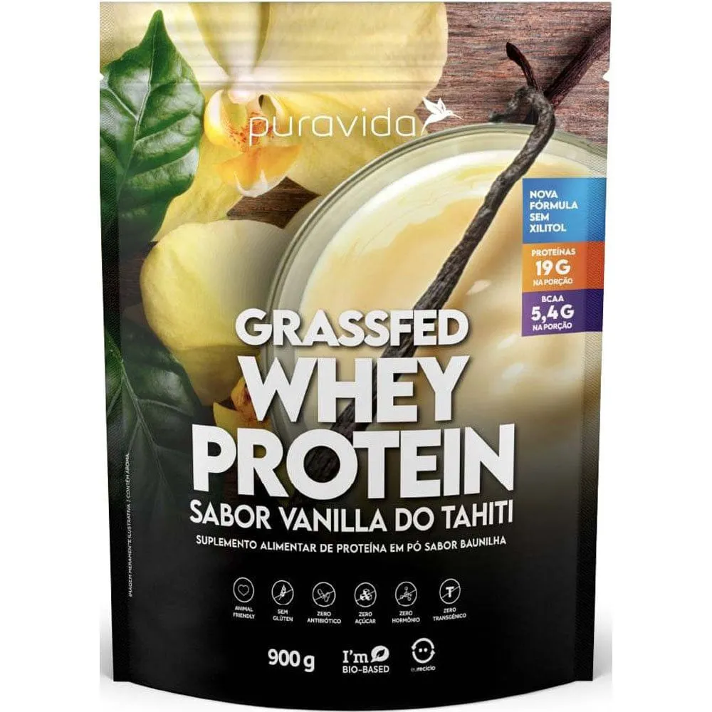 Whey Protein GrassFed Vanilla Do Tahiti 900g PuraVida