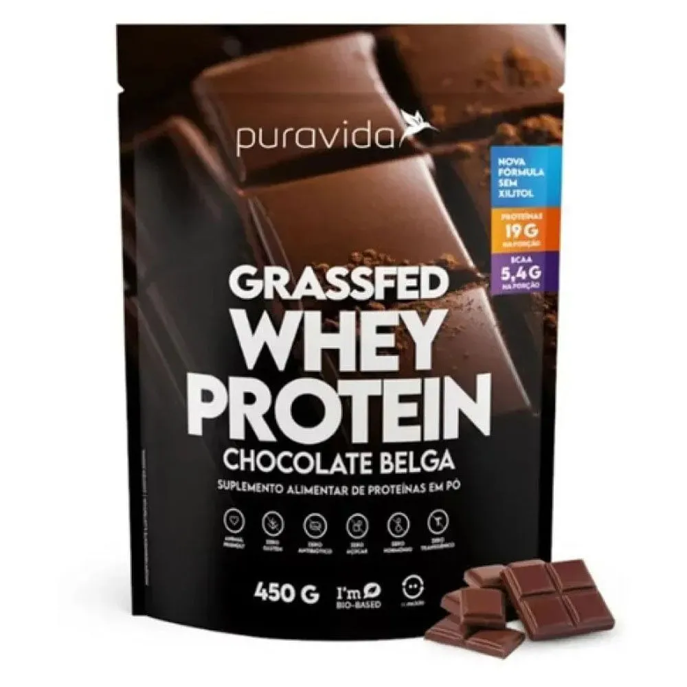Whey Protein Grassfed Puravida Chocolate Belga 450g
